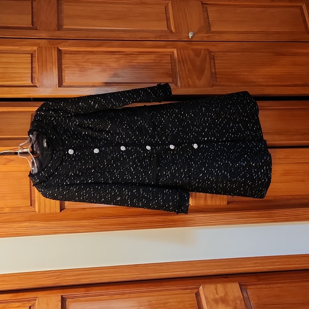 Teri Jon by Rickie Freeman black knit jacket dress